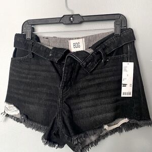 NWT BDG Cut Off  Jean Shorts Black Button Fly Foldover Waist 27